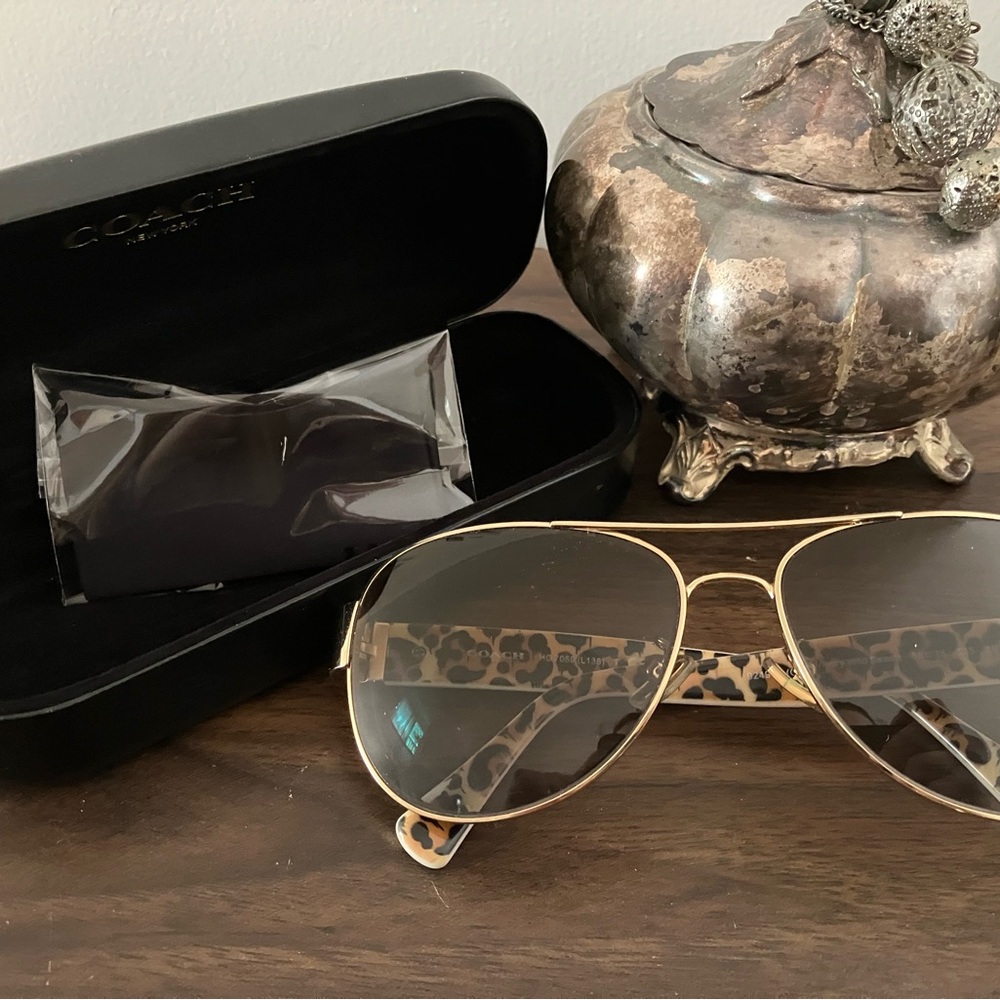Coach Brown and Gold Aviator Sunglasses